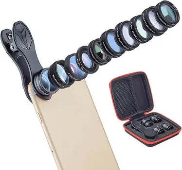 APEXEL APL-DG10 10-U-1 SET OBJEKTIVA ZA TELEFON - UKLJUČUJE: FISH EYE LENS 198° / MACRO LENS 15X / RADIAL FILTER LENS / CPL FILTER LENS / STAR FILTER LENS / KALEIDOSCOPE LENS 6 / KALEIDOSCOPE LENS 3 / WIDE ANGLE LENS 0.63X / TELEPHOTO LENS 2X / FLOW FILTER LENS (3 / 3)