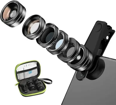 APEXEL APL-DG6V2 6-U-1 SET OBJEKTIVA - UKLJUČUJE: WIDE-ANGLE LENS 140° / ND FILTER / MACRO LENS 25X / CPL FILTER / STAR LENS / FISH EYE 205° - BOJA: CRNA (3 / 3)