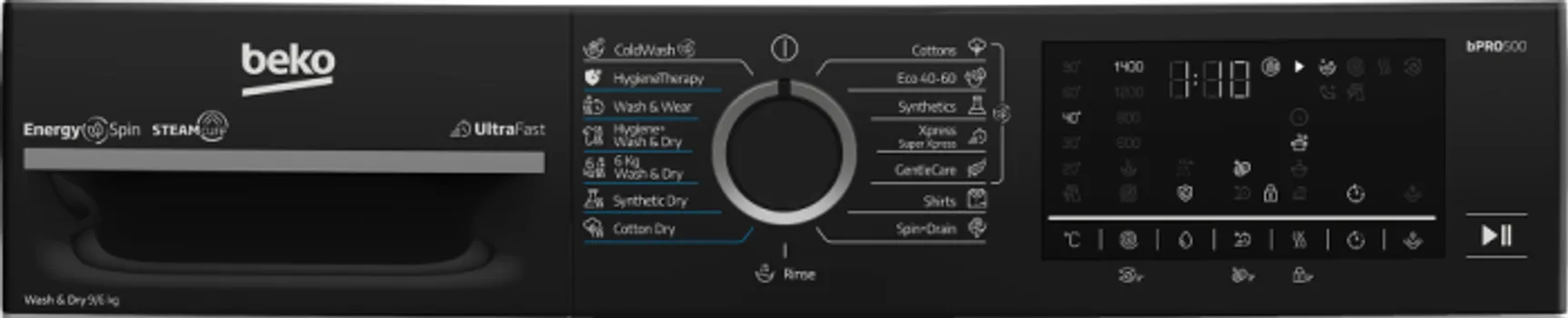 BEKO BM5DFST69442WBPB SAMOSTOJEĆA MAŠINA ZA PRANJE I SUŠENJE │ KLASA ENERGETSKE EFIKASNOSTI D │ KAPACITET PRANJA 9 KG │ KAPACITET SUŠENJA 6 KG │ MAKSIMALNA BRZINA CENTRIFUGE 1400 RPM │ NIVO BUKE CENTRIFUGE 76 DBA │ PROSMART INVERTER MOTOR │ 15 PROGRAMA PRANJA │ STEAMCURE TEHNOLOGIJA (3 / 6)