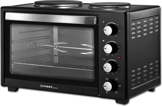 FIRST MINI ŠPORET FA 5045 4 - MOGUĆNOST ISTOVREMENOG KUVANJA I PEČENJA - ZAPREMINA RERNE OD 45 L - 2 RINGLE ZA KUVANJE SA ODVOJENIM KOMANDAMA - IZBOR TEMPERATURE OD 100°C DO 230°C - UNUTRAŠNJE OSVETLJENJE RERNE (1 / 3)