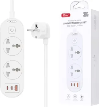 XO WL31 PRODUŽNI KABL SA ZAŠTITOM 3 UTIČNICA 2XTYPE-C 1XUSB 30W 1,5M (2 / 2)