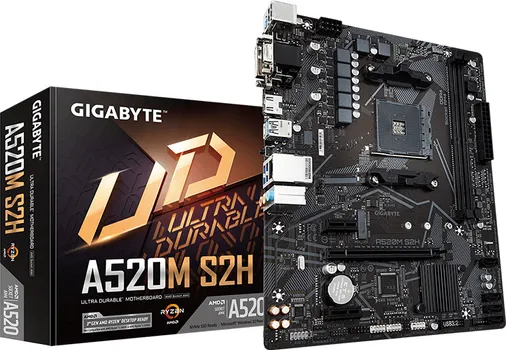 GIGABYTE MB A520M S2H 1.2, AM4, 2XDDR4, M.2, 4XSATA, VGA, DVI, HDMI, 6XUSB, MATX (1 / 3)