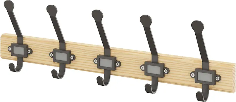 IKEA KARTOTEK ZIDNI ČIVILUK S 5 ZAKAČKI, BOROVINA/SIVA (1 / 4)