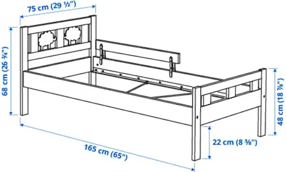 IKEA KRITTER OKVIR S LETVIČASTOM OSN. KREVETA, BIJELA, 70X160 CM (3 / 3)