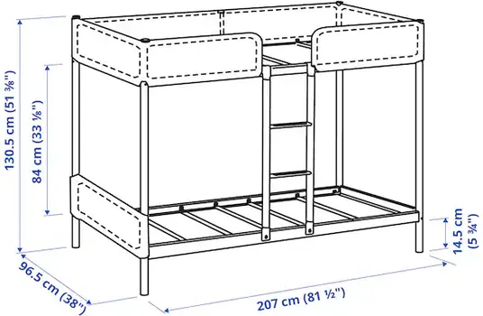 IKEA TUFFING OKVIR KREVETA NA SPRAT, TAMNOSIVA, 90X200 CM (6 / 7)