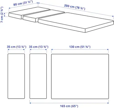IKEA PLUTTEN DUŠEK OD PJENE ZA PRODUŽIVI KREVET, 80X200 CM (4 / 4)