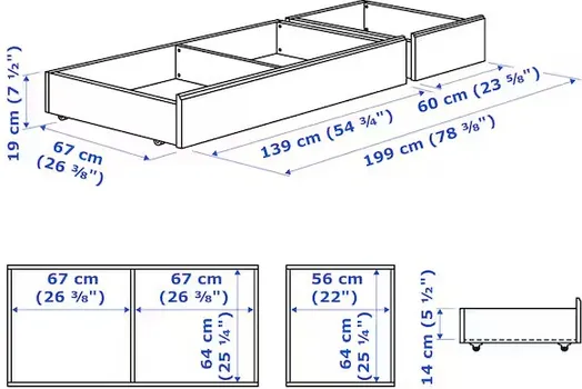 IKEA SONGESAND KUTIJA ZA ODLAGANJE, KREVET, 2KOM., BIJELA, 200 CM (6 / 6)