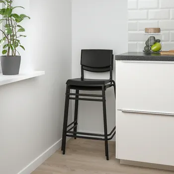 IKEA STIG BARSKA STOLICA S NASLONOM, CRNA/CRNA, 63 CM (1 / 3)
