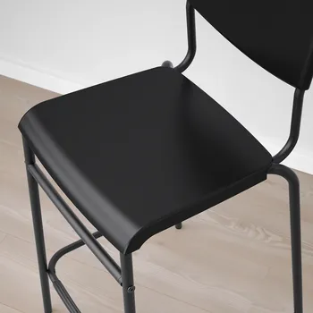 IKEA STIG BARSKA STOLICA S NASLONOM, CRNA/CRNA, 63 CM (3 / 3)