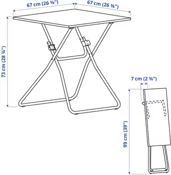 IKEA GUNDE / GUNDE STO I 2 SKLOPIVE STOLICE, PREKLOPNO CRNA/CRNA, 67X67 CM (3 / 4)