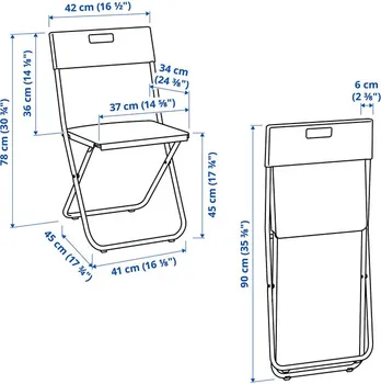 IKEA GUNDE / GUNDE STO I 2 SKLOPIVE STOLICE, PREKLOPNO CRNA/CRNA, 67X67 CM (4 / 4)