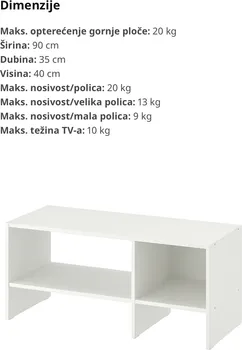IKEA BAGGEBO TV STALAŽA, BIJELA, 90X35X40 CM (4 / 5)