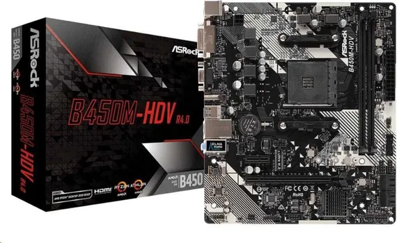 ASROCK MB B450M-HDV R4 0, 3200MHZ, M 2 PCIE GEN3, / / , 3 1, AM4 (3 / 12)