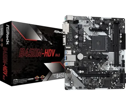 ASROCK MB B450M-HDV R4 0, 3200MHZ, M 2 PCIE GEN3, / / , 3 1, AM4 (5 / 12)
