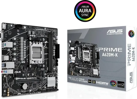 ASUS RYZEN MB PRIME A620M-K, DIMM 7200+(OC), 1 X PCIE 4 0 X16, / , 3 2, AM5 (7 / 10)