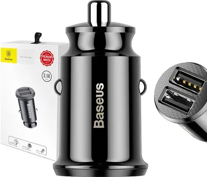 BASEUS GRAIN CAR CHARGER 2X USB 5V 3.1A BLACK 14465 (1 / 7)