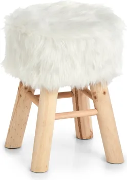 ZELLER STOLICA ZOTTEL FI 29X39CM DRVO/PLIŠ BIJELA (1 / 1)