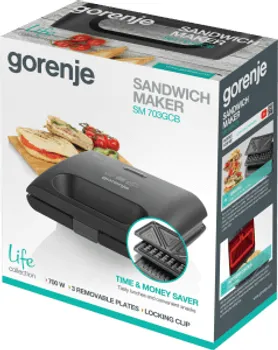 GORENJE SM703GCB 129316 SM703GCB MINI GRILL TOSTER - SNAGA GREJAČA: 700 W - MATERIJAL PLOČA: ALUMINIJUM - GUMIRANE NOGICE ZA STABILNOST - PREMAZ PROTIV LEPLJENJA NAMIRNICA - POVRŠINA PEČENJA: 20X10 - NETO TEŽINA APARATA: 2 KG (3 / 6)