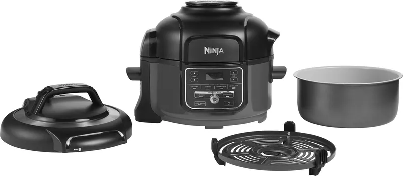 NINJA OP100EU 128522 NINJA FOODI MINI 6-U-1 MULTICOOKER OP100EU - KAPACITETI: 4,7 L - SNAGA: 1460 W - BROJ AUTOMATSKIH PROGRAMA: 7 - KONVENCIONALNO KUVANJE - KUVANJE NA PARI - FUNKCIJA PRŽENJA - FUNKCIJA PEČENJA - FUNKCIJA ZAGREVANJA - BOJA PROIZVODA: CRNO