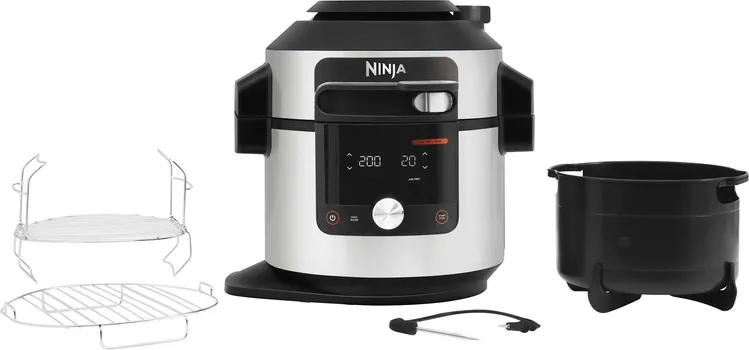NINJA OL750EU 128525 NINJA FOODI MAX 14-U-1 OL750EU SMARTLID MULTI-COOKER - KAPACITETI: 7,5 L - SNAGA: 1760 W - BROJ AUTOMATSKIH PROGRAMA: 15 - BROJ OSOBA: 6 - TIP KONTROLERA: DUGMAD, OBRTNE - BOJA PROIZVODA: CRNO, NERĐAJUČI ČELIK (2 / 9)