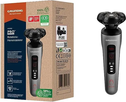 GRUNDIG MS 8130 119283 MS 8130 MAŠINICA ZA BRIJANJE SA TEHNOLOGIJOM TITANIJUMSKIH OŠTRICA, 3 POKRETNE ROTIRAJUĆE GLAVE ZA BRIJANJE SA TITANIJUMSKIM PREMAZOM ZA PRECIZNO I NEKOMPLIKOVANO BRIJANJE SA PRIČVRSNIM TRIMEROM ZA DUGU KOSU (2 / 2)