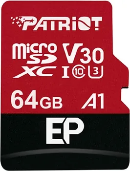 PATRIOT PEF64GEP31MCX 130719 PATRIOT PEF64GEP31MCX 64GB MICROSD MEMORIJSKA KARTICA - KAPACITET: 64GB - TIP: MICROSDXC V30 U3 EP SERIES - 4K SNIMANJE
