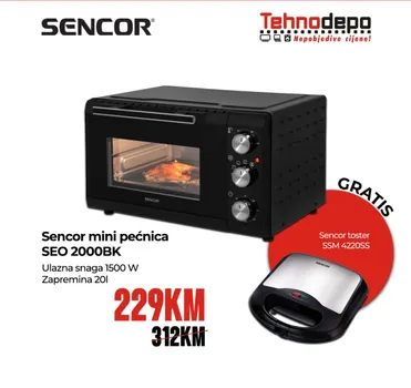 SENCOR MINI PEĆNICA SEO 2000BK 1350-1650W 20L CRNA (1 / 12)