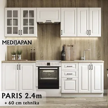 GRAND-CO-ME PARIS KUHINJA 2.4 M BIJELA /BIJELA MDF HG + RADNA PLOČA 1.8 (1 / 1)