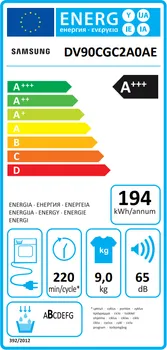 SAMSUNG DV90CGC2A0AELE SA TOPLOTNOM PUMPOM, 9KG, WIFI, 60X85X60 (5 / 10)