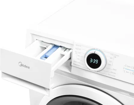 MIDEA MF100W90BA/W-HR │ KAPACITET: 9 KG │ MAKSIMALNA BRZINA CENTRIFUGE: 1400 OBRTAJA/MIN │ TIP MOTORA: BLDC MOTOR │ NIVO BUKE PRI CENTRIFUGIRANJU: 76 DB/B │ BROJ PROGRAMA: 15 │ DIMENZIJE: Š: 59,5 CM × D: 55,3 CM × V: 85 CM (5 / 7)