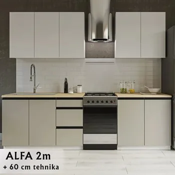 GRAND-CO-ME ALFA KUHINJA 2.0 M SET BIJELA/SIVA + RADNA PLOČA 800+400 (2 / 2)