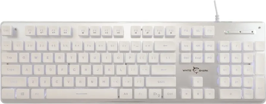 WHITE SHARK TACHI BIJELA NUMERIČKI DIO, MEMBRANSKI TASTERI, ŽIČNA, EN, BIJELO LED POZADINSKO OSVJETLJE (1 / 1)