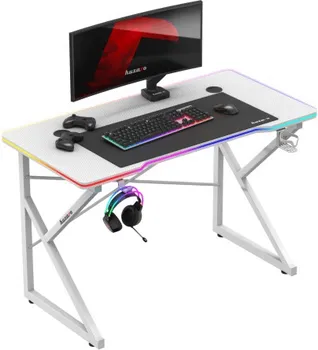 HUZARO HERO 1.7 RGB WHITE GAMING STO │ RGB OSVJETLJENJE │ BOJA: BIJELA │ ŠIRINA STOLA: 120 CM │ KATEGORIJA: GAMING STOLOVI