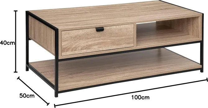 5FIVE STOČIĆ ALIAJ 100X50X40CM SA FIOKOM BOJA HRASTA/CRNA
