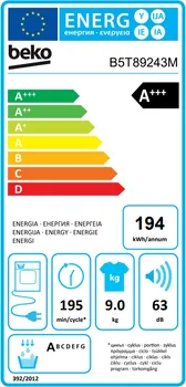 BEKO B5T 89243 M [9KG / 65CM / TOPLOTNA PUMPA / A+++] (7 / 7)