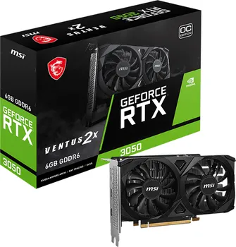 MSI GEFORCE RTX 3050 VENTUS 2X E 6G OC GAMING GRAPHICS CARD 6GB GDDR6, 1492 MHZ, PCI EXPRESS GEN 4, 96-BIT, 1X DP (V1.4A), 2X HDMI 2.1 (SUPPORTS 4K) (1 / 3)