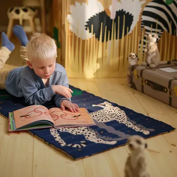 IKEA SANDLÖPARE ŠTEPANA PROSTIRKA, TAMNOPLAVA/GEPARD SAVANA, 60X140 CM (4 / 6)