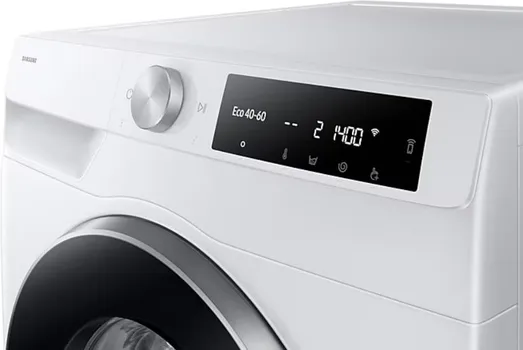 SAMSUNG WW90DG6U2FLEU4 MAŠINA ZA PRANJE VEŠA │ POSTAVLJANJE: SAMOSTOJEĆE │ KAPACITET BUBNJA: 9 KG │ MAKS. BRZINA OBRTAJA: 1400 RPM │ ENERGETSKA KLASA: A │ POTROŠNJA ENERGIJE (100 CIKLUSA): 44 KWH │ POTROŠNJA VODE (CIKLUS): 50 L │ NIVO BUKE (CENTRIFUGA): 72 DB │ BOJA: BIJELA │ EKRAN: LCD │ KONTROLE: OBRTNE, NA DODIR │ UGRAĐEN WI-FI │ PROGRAMI PRANJA: 23 │ DIMENZIJE: 600 MM X 550 MM X 850 MM │ TEŽINA: 66 KG (5 / 10)