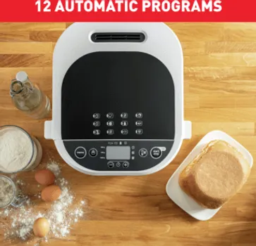TEFAL PAIN DORE 1KG PEKAČ HLEBA (PF210138) │ BROJ PROGRAMA: 12 │ SNAGA: 610-720W │ VELIČINE HLJEBA: 500G, 750G, 1000G │ MATERIJAL: PLASTIKA │ INTERFEJS: LCD │ ODLOŽENI START: DO 15 SATI │ ODRŽAVANJE TOPLOTE: 1 SAT │ PREMAZ POSUDE: PTFE │ OBLIK POSUDE: KVADRATNA │ NIVOI PEČENJA: SVIJETLA / SREDNJA / TAMNA │ BOJE: BIJELA (4 / 6)