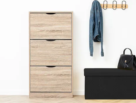 5FIVE DRVENI POLIČAR-CIPELAR 60X23.3X119CM SA TRI POLICE BOJA DRVETA (2 / 4)