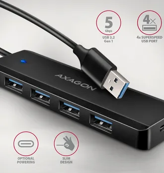 AXAGON USB-C 3.2 HUB SA 5 PORTOVA SA PODRŠKOM ZA PUNJENJE (6 / 9)
