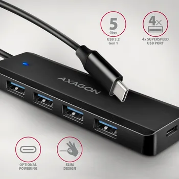 AXAGON USB-C 3.2 HUB SA 5 PORTOVA SA PODRŠKOM ZA PUNJENJE (7 / 9)