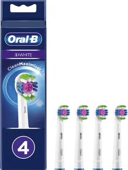 ORAL B 3D WHITE NASTAVCI 4 KOMADA │ EFIKASNOST: UKLANJA DO 100% VIŠE PLAKA NEGO RUČNA ČETKICA │ KOMPATIBILNOST: SVE ORAL-B DRŠKE (OSIM PULSONIC I IO) │ OBLIK GLAVE: OKRUGLA GLAVA ZA TEMELJNO ČIŠĆENJE I ZDRAVIJE DESNI │ INDIKATORSKA VLAKNA: MIJENJAJU BOJU ZA SIGNALIZACIJU ZAMJENE (1 / 1)