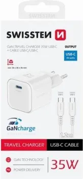 TRAVEL CHARGER 1X USB-C 35W PD WHITE, DATA CABLE USB-C/ USB-C 1.2 M WHITE (1 / 1)