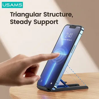 USAMS US-ZJ070 SPRING FOLDING DESKTOP TABLET/PHONE STAND WHITE (3 / 7)