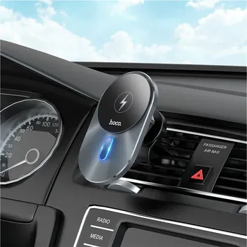 HOCO. CAR HOLDER TO AIR VENT WITH WILRESS CHARGING SUPPOR MAGSAFE CHARGING MAGIC CA91 GREAY