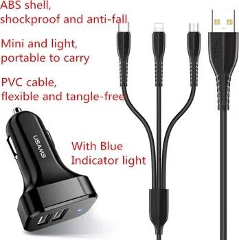 USAMS NT TRAVEL TU SERIES TYPE-C + C13 2.1A DUAL USB AUTO PUNJAČ (2 / 6)