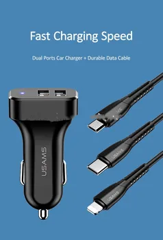 USAMS NT TRAVEL TU SERIES TYPE-C + C13 2.1A DUAL USB AUTO PUNJAČ (5 / 6)