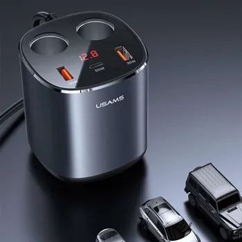 USAMS CC151 C28 245W 2A+C 3 PORTS + DUAL CIGARETTE LIGHTERS DIGITAL DISPLAY AUTO PUNJAČ (4 / 11)