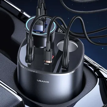 USAMS CC151 C28 245W 2A+C 3 PORTS + DUAL CIGARETTE LIGHTERS DIGITAL DISPLAY AUTO PUNJAČ (6 / 11)